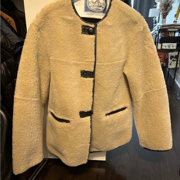 Mango Fur Effect Coat with appliqués. XS oversized fit - Picture 7 of 8